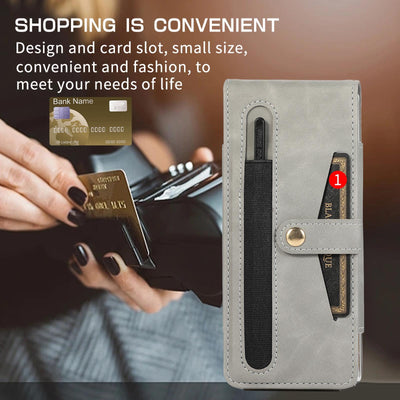 Shockproof Foldable Leather Case with Stylus for Samsung Galaxy z Fold 4 / 5g - Blue