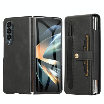 Shockproof Foldable Leather Case with Stylus for Samsung Galaxy z Fold 4 / 5g - Blue