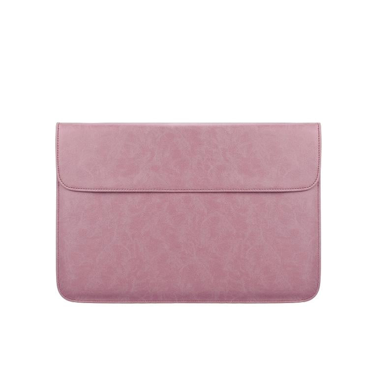Horizontal Magnetic Leather Laptop Inner Bag - Invisible Buckle - Pink