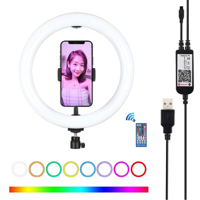 10.2 Usb Rgbw Led Ring Light with Tripod & Remote for Vlogging & Photography - Pink