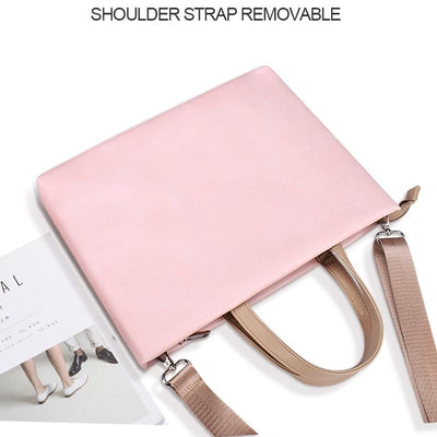 13.3 Inch Pink Laptop Crossbody Bag - Waterproof Pu Material