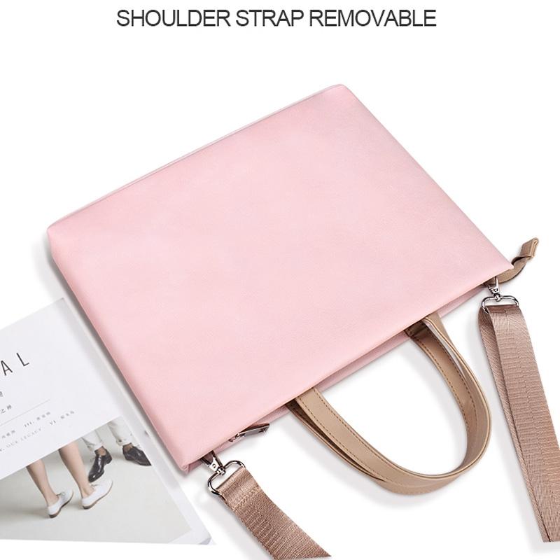 13.3 Inch Pink Laptop Crossbody Bag - Waterproof Pu Material