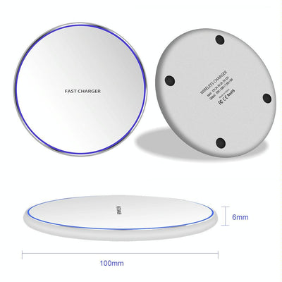 15W Round Wireless Charger Fast Charge - Mirror White