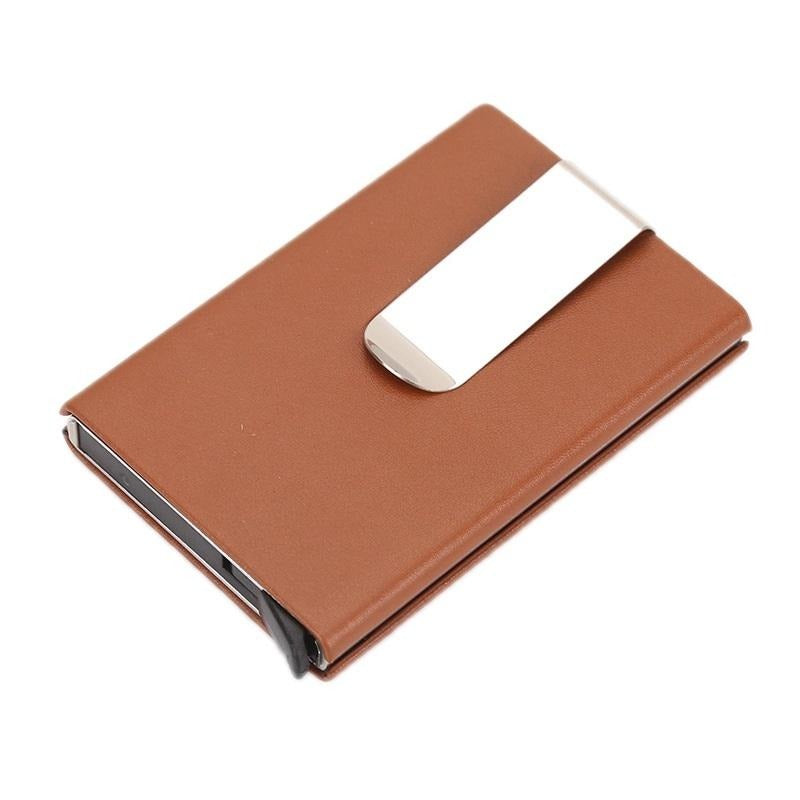 Aluminum Rfid Blocking Card Holder - Microfiber Leather Apricot