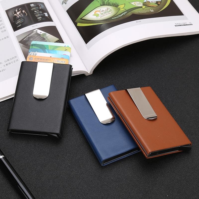 Aluminum Rfid Blocking Card Holder - Microfiber Leather Apricot