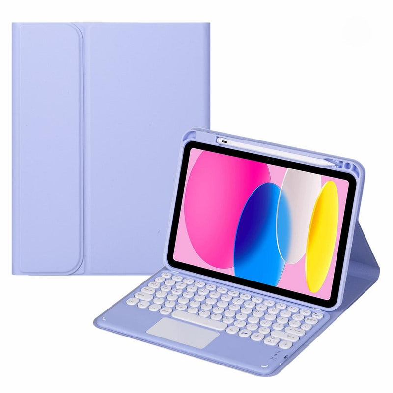 2022 Ipad 10.9 Touch Keyboard Leather Case With Pen Slot - Purple