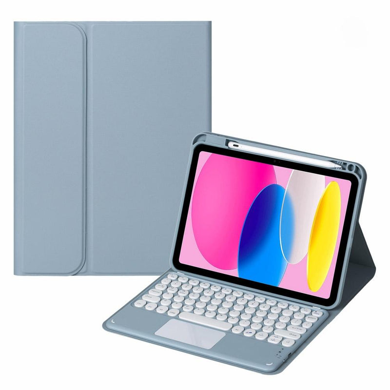 2022 Ipad 10.9 Touch Keyboard Leather Case With Pen Slot - Purple