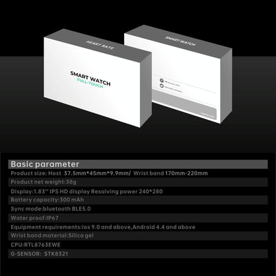 1.83 Inch Bt5.2 Smart Sport Watch Support Sleep / Heart Rate / Blood Oxygen / Temperature / Blood Pressure Health Monitor - Black + Green