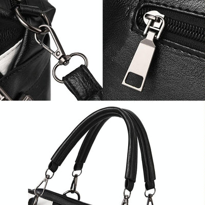 Soft Leather Geometric Handbag - Colourblock - Rubber Pink