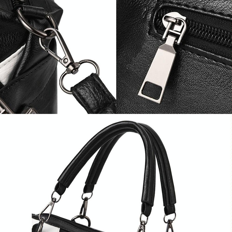 Soft Leather Geometric Handbag - Colourblock - Rubber Pink