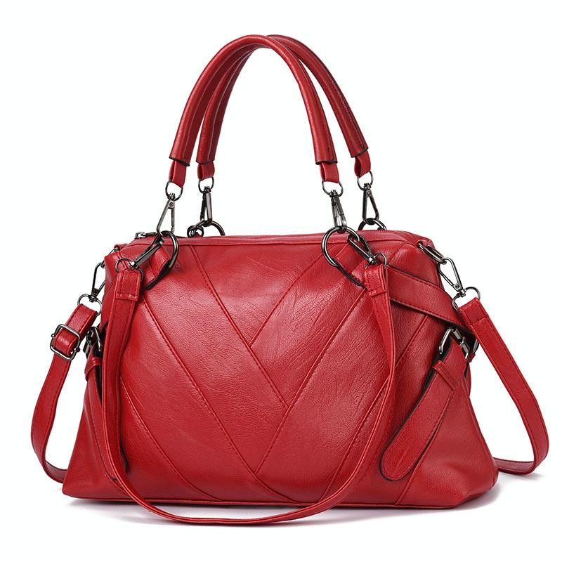 Soft Leather Geometric Handbag - Colourblock - Rubber Pink