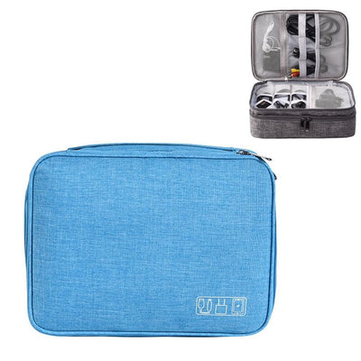5-Inch Digital Earphone Storage Bag - Multifunctional - Lake Blue