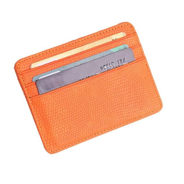 Lizard Pattern Pu Leather Card Holder Compact Bank Card Set - Orange