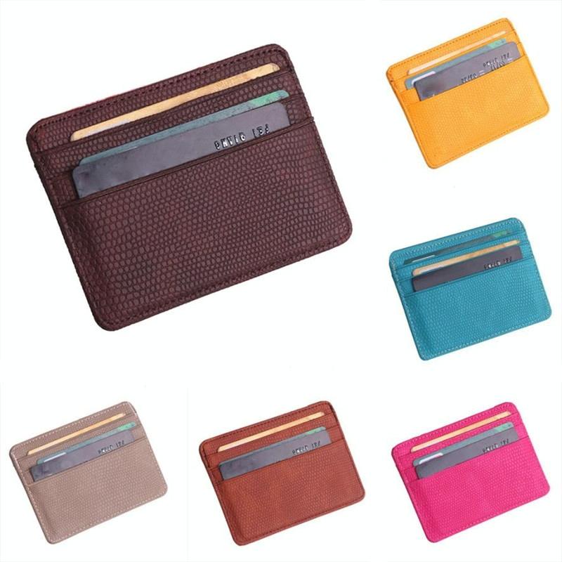 Lizard Pattern Pu Leather Card Holder Compact Bank Card Set - Orange