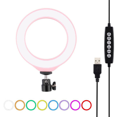 10 Mode Rgbw Led Ring Light With Tripod And Ball Head - 4.7 Inch Curved Surface - Pink