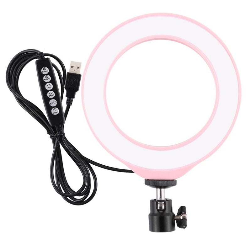 10 Mode Rgbw Led Ring Light With Tripod And Ball Head - 4.7 Inch Curved Surface - Pink