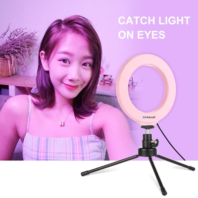 10 Mode Rgbw Led Ring Light With Tripod And Ball Head - 4.7 Inch Curved Surface - Pink
