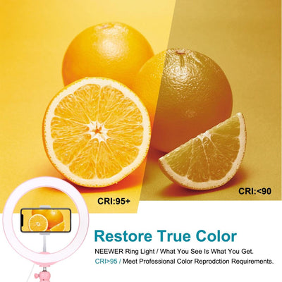 10.2 Selfie Beauty Light With Tripod Mount And Usb 3 Modes Dimmable Led Ring For Vlogging And Photography Cold Shoe Ball Head And Phone Clamp - Pink