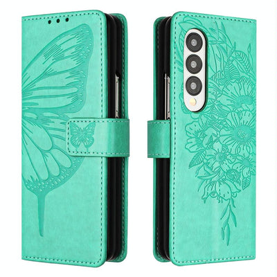Butterfly Embossed Leather Phone Case - Green