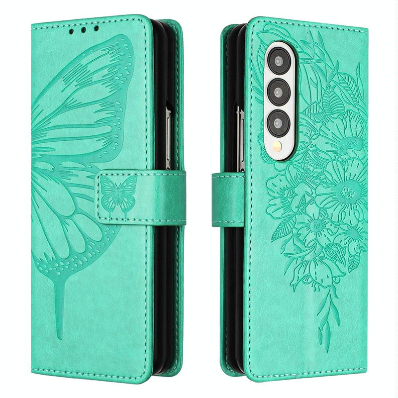 Butterfly Embossed Leather Phone Case - Green