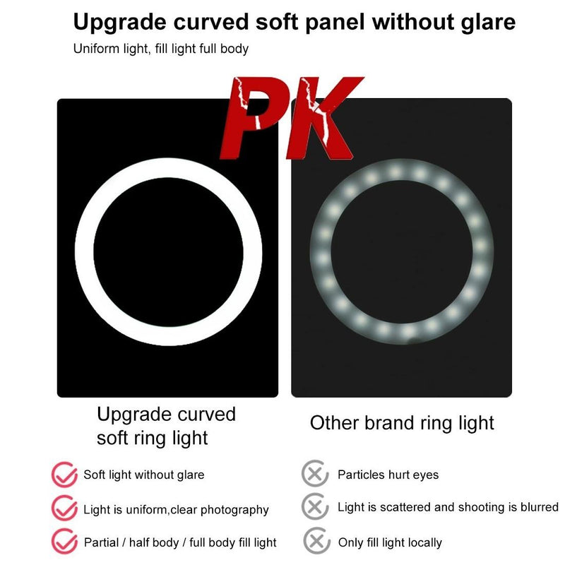 10.2 Led Ring Light with Tripod and Phone Clamp - 3 Modes Dual Colour Temperature Dimmable - Pink