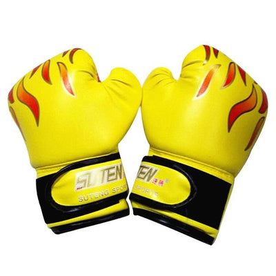 Adult Flame Pattern Pu Leather Boxing Gloves - Pink