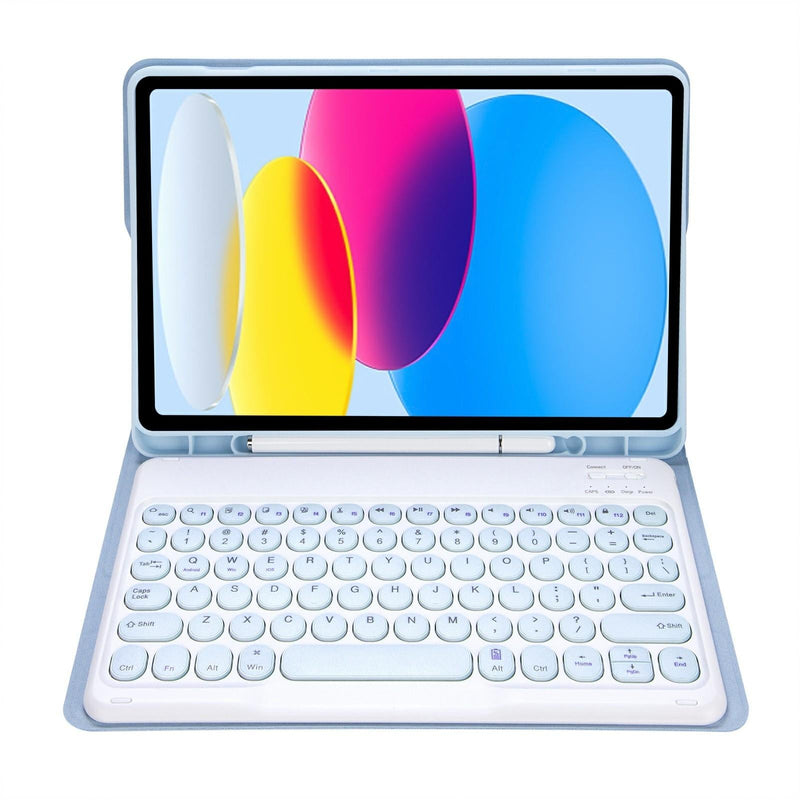 2022 Ipad 10.9 Bluetooth Keyboard Leather Case With Pen Slot - Lambskin Texture - Pink