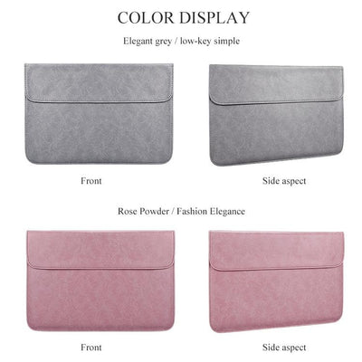 Horizontal Magnetic Leather Laptop Inner Bag - Invisible Buckle - Pink