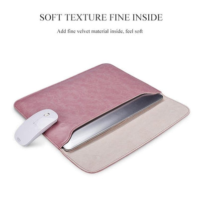 Horizontal Magnetic Leather Laptop Inner Bag - Invisible Buckle - Pink