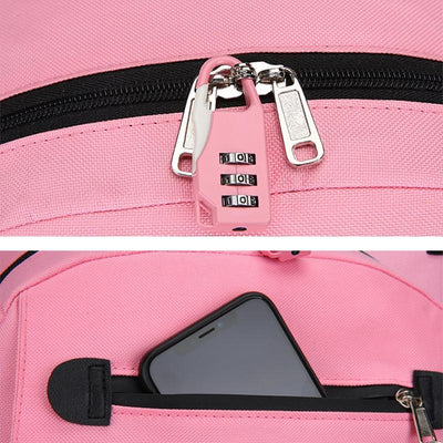 Anti-theft Usb Backpack for Sports and Leisure - Pink