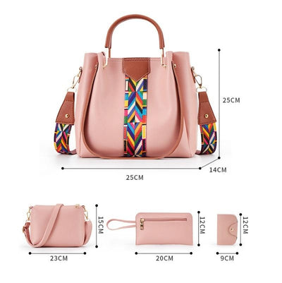 Versatile 4-In-1 Messenger Bag For Women - Fashionable & Spacious - Pink