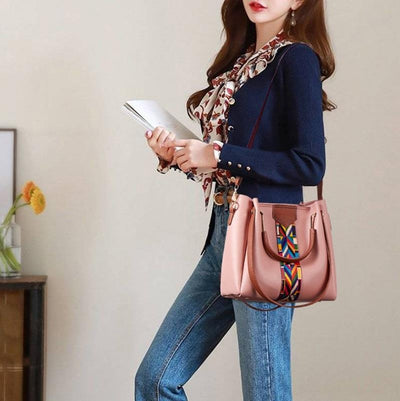 Versatile 4-In-1 Messenger Bag For Women - Fashionable & Spacious - Pink