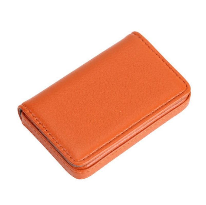 Stainless Steel Magnetic Business Card Holder Pu Leather Case - Pink