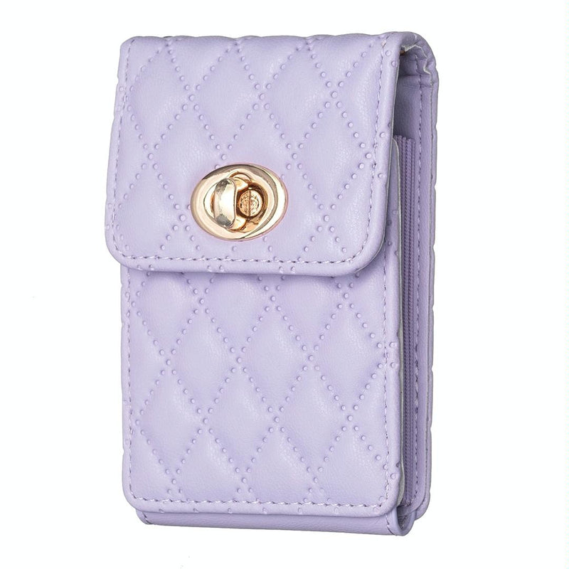 Vertical Card Bag With Metal Buckle For Mobile Phones - Purple