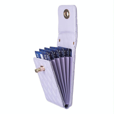 Vertical Card Bag With Metal Buckle For Mobile Phones - Purple