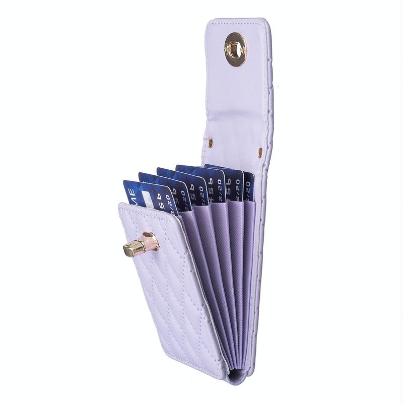 Vertical Card Bag With Metal Buckle For Mobile Phones - Purple