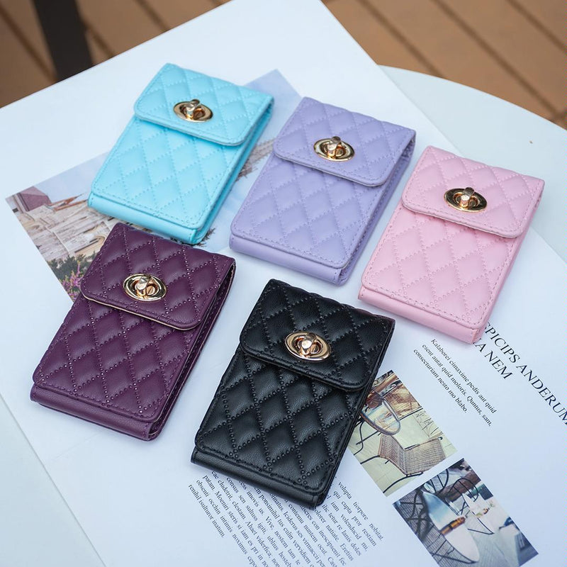 Vertical Card Bag With Metal Buckle For Mobile Phones - Purple