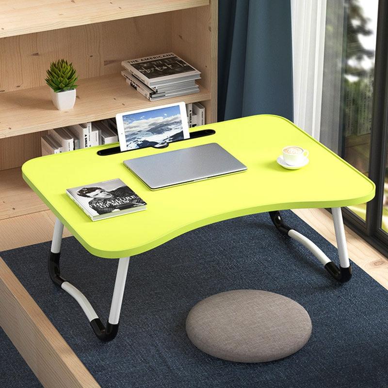 Adjustable Folding Laptop Desk with Non-slip Legs and Card Slot - Green