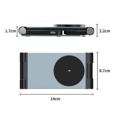 15W 3 In 1 Foldable Desktop Wireless Charger - Dark Gray