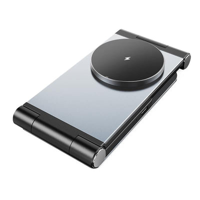 15W 3 In 1 Foldable Desktop Wireless Charger - Dark Gray