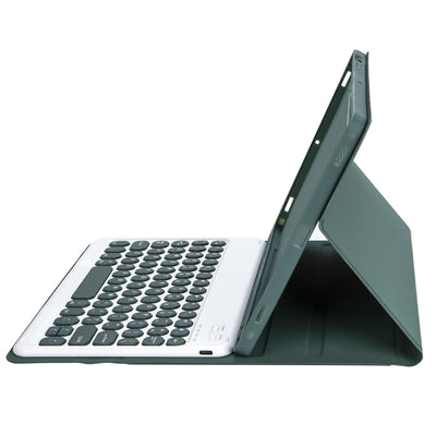 2022 Ipad 10.9 Bluetooth Keyboard Leather Case With Pen Slot - Lambskin Texture - Dark Green