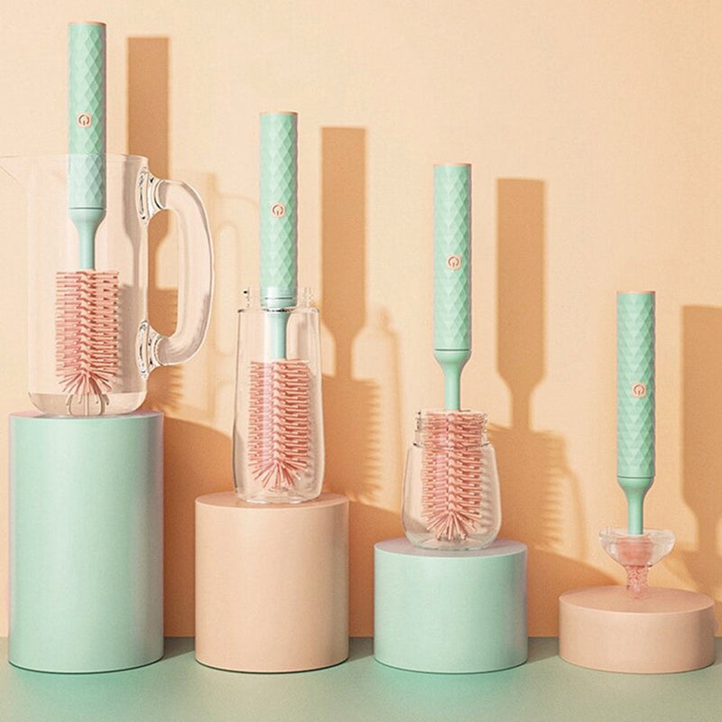 Vibe Geeks 3-in-1 Electric Silicone Cordless Bottle Brush Cleaner Usb Rechargeable - Blue