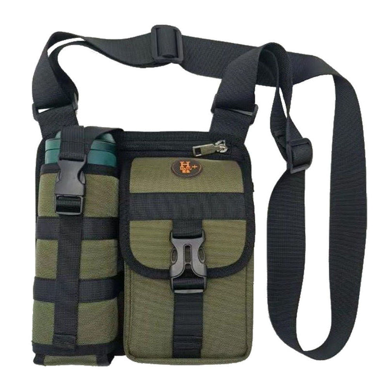 Vibe Geeks Waterproof Camping Wear Resistant Chest Crossbody Sling Shoulder Bags with Water Bottle Holder - Green
