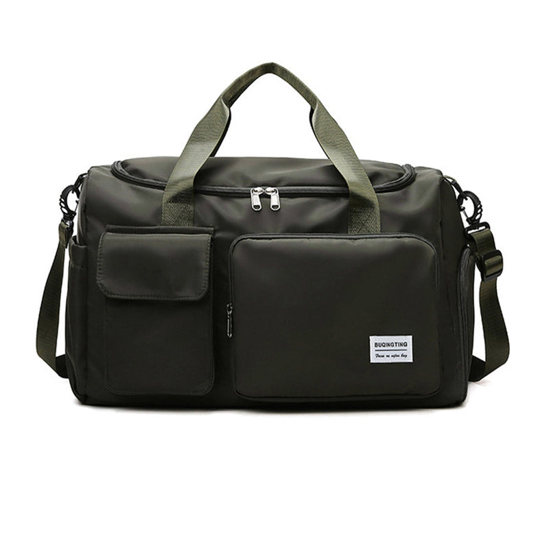 Vibe Geeks Waterproof and Lightweight Zipper Sports Gym Bag with Shoe Compartment - Army Green