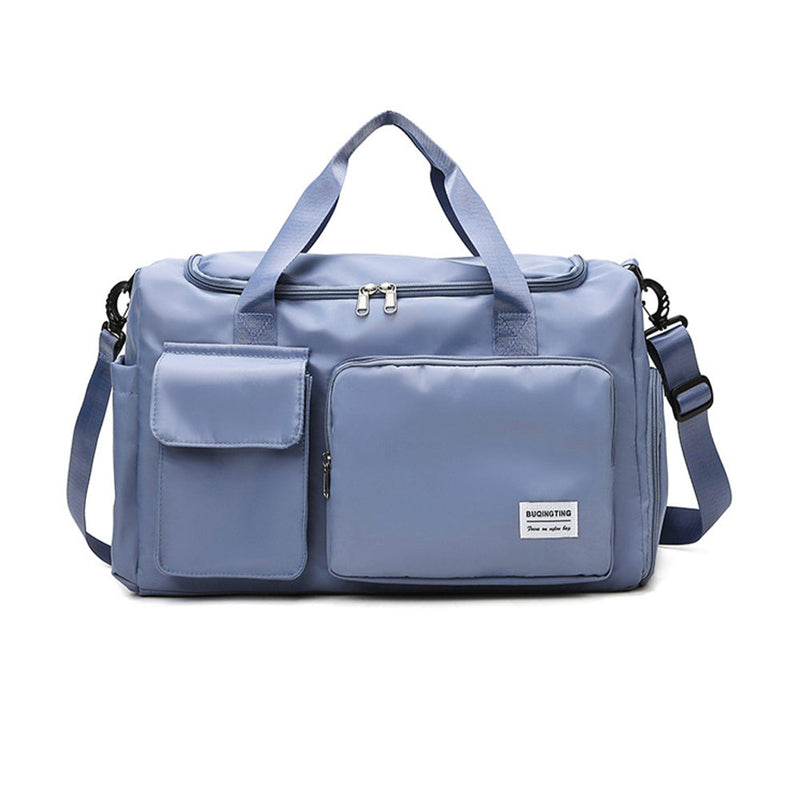 Vibe Geeks Waterproof and Lightweight Zipper Sports Gym Bag with Shoe Compartment - Blue