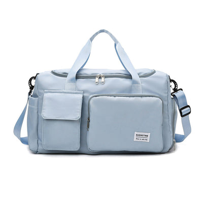 Vibe Geeks Waterproof and Lightweight Zipper Sports Gym Bag with Shoe Compartment - Blue