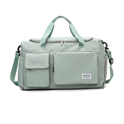 Vibe Geeks Waterproof and Lightweight Zipper Sports Gym Bag with Shoe Compartment - Green And Pink