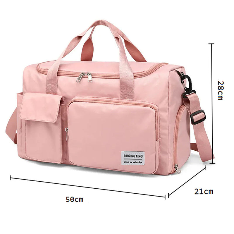 Vibe Geeks Waterproof and Lightweight Zipper Sports Gym Bag with Shoe Compartment - Green And Pink