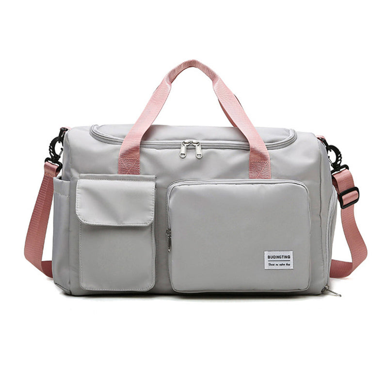 Vibe Geeks Waterproof and Lightweight Zipper Sports Gym Bag with Shoe Compartment - Grey