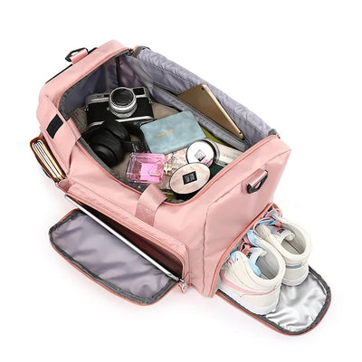 Vibe Geeks Waterproof and Lightweight Zipper Sports Gym Bag with Shoe Compartment - Grey